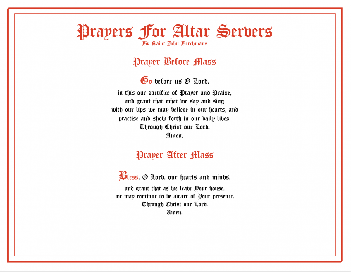 Latin Vesting Prayers The Catholic Newsboy