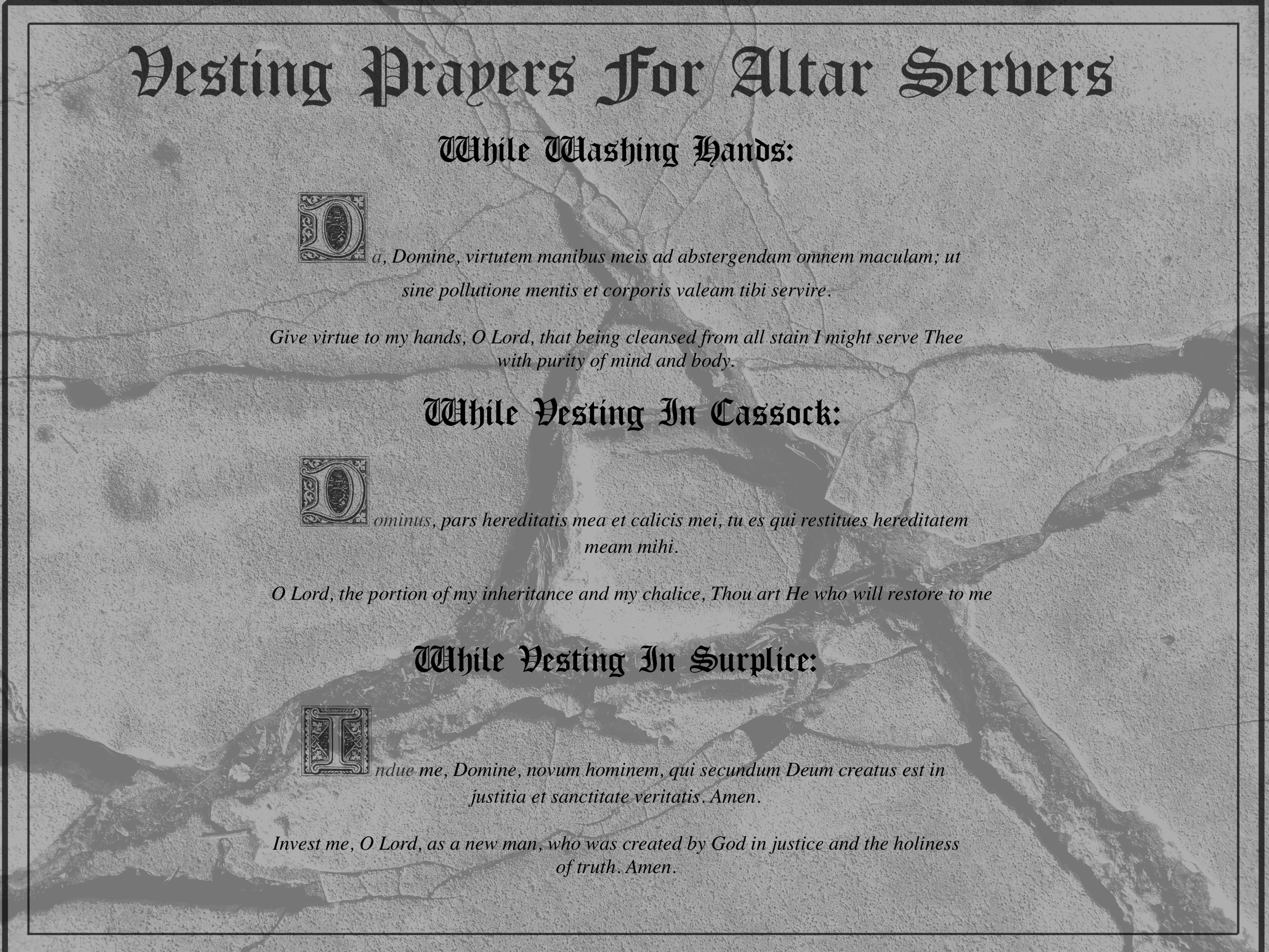 Latin Vesting Prayers
